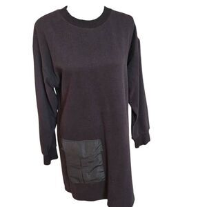 Zara Womens Black Oversized Pocket Pullover Cotton Sweatshirt Dress Size Small
